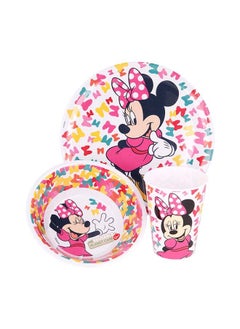 Buy 3-Piece Minnie So Edgy Bows Sd Melamine Kids Dinner Set in UAE