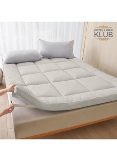 Buy Hotel Linen Klub Mattress Topper 85GSM Microfiber Stripe Super Soft Fabric 500GSM Soft Firm and Extra Thick Fibersheet and Highly Elastic Bands in UAE