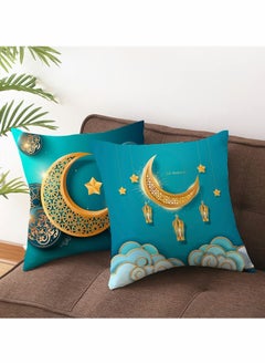 اشتري Ramadan Decorative Throw Pillow Covers Set of 4, Star and Moon Design Cushion Cases for Sofa and Home, 18x18" Square Pillow Cases for Couch and Car في الامارات