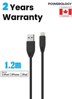 Buy iPhone Charging Cable USB-A to Lightning Cable 1.2M, Apple Certified, Fast Data and Power Supply - Black in UAE