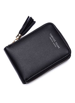 Buy Tassel Pendant Faux Leather Wallet Black in UAE