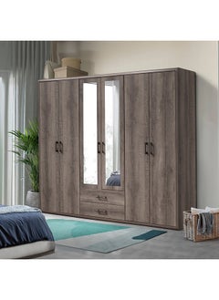 Buy Globus New 6-Door 2-Drawer Wardrobe with 2 Mirrors 55 x 210 x 240 in Saudi Arabia