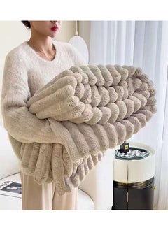 Buy COMFY WARM THICK WINTER EMBOSSED SOFT LUXURIOUS BLANKET KING SIZE LT BEIGE in UAE