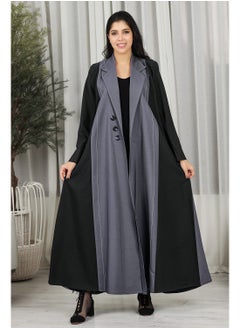 Buy Brown abaya with a dark brown insert and a turn down collar in Saudi Arabia