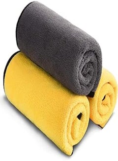 Buy Microfiber Towels for Cars Cleaning Drying Detailing - 800GSM Multipurpose Plush Automobile Microfiber Towels 16" x 16", Pack of 3 in Egypt