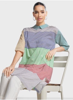 Buy Color Block Side Slit Kurti in UAE