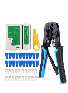 Buy Ethernet Crimp Tool Set Cut and Strip Tool RJ45 Pass Through Connectors Cut and Strip Tool with 20PCS Connectors 20PCS Covers Network Wire Stripper in Saudi Arabia