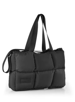 Buy Large capacity waterproof soft quilted shoulder bag and hand bag for women - Black in Egypt