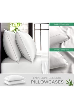 Buy Bamboo Pillowcase Pair 400TC Cool, Anti-Allergic, Soft and Silky – White in UAE