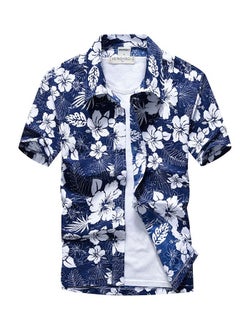 Buy Summer Short Sleeve Shirt Men's Loose Beach Flower Hawaii Seaside Resort Travel Printed in Saudi Arabia