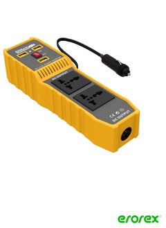 Buy Car Power Inverter -  High Frequency DC12V to AC 220V Converter with 3 USB Port 2 AC Socket Lighter in Saudi Arabia