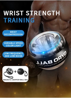 Buy Wrist Ball with LED Light Auto Start, Wristband Forearm Exerciser, Muscle Trainer Bone Finger Exercise Toy Spinner for Strength Training - Black Belt Ball Bag in Saudi Arabia