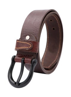 Buy LKS Men's Genuine Leather Brown Belt With Black Pin Buckle in UAE