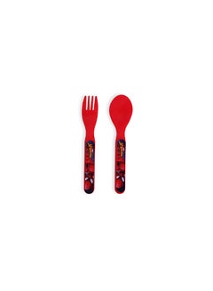 Buy Spiderman Spoon & Fork Set 13.5Cm - Red in UAE