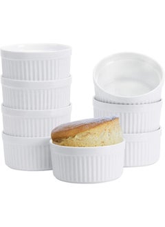 Buy Ramekins 8 OZ Set of 8 Souffle Dishes Oven Safe Porcelain Ramekins for Creme Brulee Custard Lava Cakes Pudding Flan Mini Desserts Small Baking Dishes Ramekins Bowls in UAE