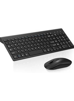 Buy Wireless Keyboard and Mouse, 2.4G USB Easy to Set up Comfortable Keyboard with Ultra-Thin Design, Compact Full Size Slim Keyboard for Mac, Windows, Laptop, Computer - Black in UAE