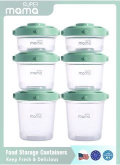 Buy 6 PCS Plastic Baby Food Storage Boxes, Airtight Leak-Proof, with Measurement Indication for Fruit Purée Yogurt in UAE