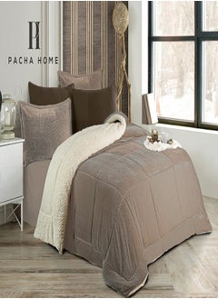 Buy Pacha home Quilt Double Face model Farida+ 2 Pillowcase - Color: Cafe - Size: 220*240 - Weight: 5 KG.. in Egypt