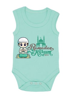 اشتري زي مطبوع بطبعة الخاص بي أولا  رمضان في الإمارات العربية المتحدة - رومبير للأطفال حديثي الولادة - رومبير قطن بدون أكمام للأطفال الأولاد - احتفل بشهر رمضان الأول للطفل بأناقة في الامارات