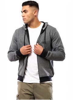 Buy Heather Dark Grey Hooded Neck Zipped Sweatshirt in Egypt