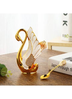 Buy Decorative Swan Base Holder With 6Pcs Spoons - Creative Gold Dessert Spoons - Premium Food Grade Stainless Steel - Mirror Finish (Gold Swan Base Holder+6Pcs Spoons ) in UAE