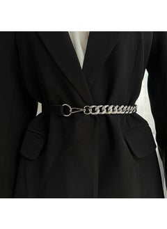 اشتري Metal Chain Belt Womens Decorative Dress Belt Fashionable All-match Fashionable Waist Chain with Suit Thin Waist SealSilver Silver في الامارات