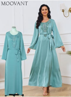 Buy Women Abaya Dress, Muslim Lightweight Casual Dress for Women, Pearlet Studded Webbing Loose Maxi Long Skirt, Modern Stylish Abaya, Middle East Saudi Arabic Banquet Wedding Party Dress in Saudi Arabia