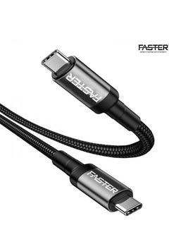 اشتري كابل شحن سريع من USB C إلى C بقدرة 60 واط كيبل QC4.0 بطول 1 متر ، كابل شحن سريع PD مضفر لتوصيل الطاقة بقدرة 60 واط لآيفون 15 برو / 15 برو ماكس / 15/15 بلس ، آيباد ميني 6 ، سامسونج S23+ ، هواوي P60 في الامارات