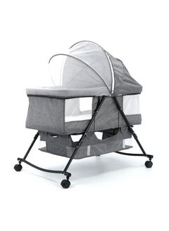 Buy 3 in 1 Portable Baby Bassinets Rocking Cradle Bed Easy Folding Bedside Sleeper Crib with Breathable Net and Mattress in Saudi Arabia