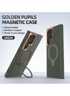 Buy Magnetic Phone Case Suitable for Samsung Galaxy S23 Ultra with Stand Function Green Cover Shell in Saudi Arabia