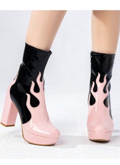 Buy Elegant High-Heeled Leather Boot (9 Cm Heel) B-41-PINK in Egypt