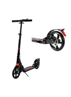 Buy Black  Scooter Non-Electric Foldable Scooter Disc Brakes 2 Big Wheel Front & Rear Shock-Absorbing System Max 75kg in UAE