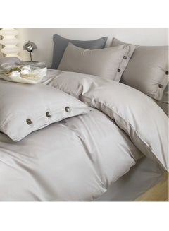 اشتري Bed Cover Set, Soft Luxurious Pure Bedsheet Set, Long-staple Cotton Simple Solid Color Bed Sheet Quilt Cover Bedding Twill Cotton Set,( mountain gray, 2.0m bed sheet four-piece set) في السعودية