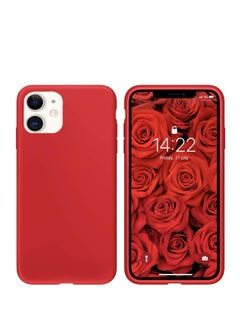 اشتري iPhone 11 Case Red, Thin Liquid Silicone Case, Soft Silk Microfiber Cloth, Matte Pure Red, Gel Rubber Full Body, Cool Protective Shockproof Cover 6.1" iP11 - Red في مصر