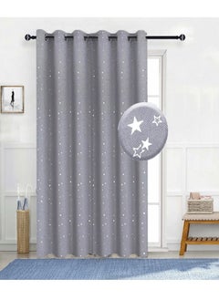 Buy Room Divider Twinkle Silver Stars Thermal Insulated Blackout Curtain for Bedroom Dining Studio Office Grey 200x270cm in UAE