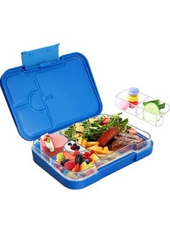 Buy Single Button Leak Proof Children's Bento Box Sealed And Fresh-Keeping 6 Compartments Plastic Lunch Box Dark Blue 800-1000ML in Saudi Arabia