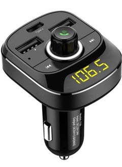 Buy Fm Transmitter For Car, Bluetooth 5.0 Car Radio Audio Adapter With Qc3.0 Quick Charge, Pd Charge Port, Usb Drive, Tf Card, Mp3 Player, Support Hands-Free Calling, Black in UAE