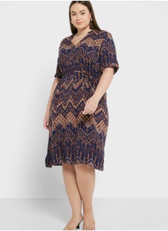 Buy V-Neck Printed Dress in UAE