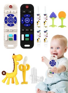 Buy 10 Pack Silicone Teething Toys for Infant Toddlers, Remote Control Shape Teethers, Soothe Babies Teething Relief Sore Gums, Banana Finger Toothbrush, Fruit Shape Giraffe Teether Set for Babies in Saudi Arabia