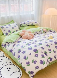 اشتري 4-Piece Minimalist Purple Floral Design Without Filler Duvet Cover Set Includes 1xDuvet Cover 160x210 cm, 1xBedsheet Cover 100x200+30 cm, 2xPillow Cover 50x75 cm في الامارات