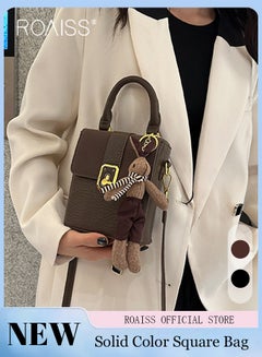 Buy Women Crossbody Bag Stylish and Personalized with Patchwork Elements Compact Square Design Versatile Decorated with Cute Doll Can be Worn as a Shoulder Bag or Carried by Hand in UAE