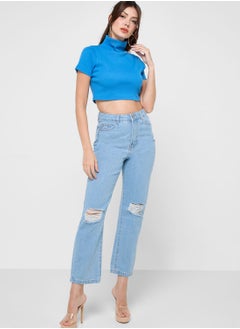 اشتري High Waist Straight Jeans في الامارات