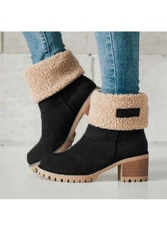 Buy 2020 Winter new female ladies plus velvet warm two wear thick heel foreign trade large size cotton shoes cotton boots snow boots wholesaleBlack Black in UAE