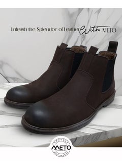 Buy Brown Chelsea lace-up boots made of genuine genuine leather and a toe sole in Saudi Arabia