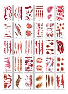 Buy Tattoo Stickers Wound Horror Simulation Realistic Fake Wound Stitch Scar Simulation Waterproof Temporary Tattoo Sticker Masquerade Prank Gift in Egypt