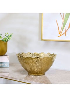 Buy Liana Bowl Home Décor Gold Center piece Ligh weight Use as Table Decorative in Golden 26.5X26.5X12.5Cm Gold in UAE