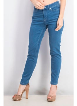 Buy Women Slim fit Washed Non Stretchable Jeans, Blue in Saudi Arabia