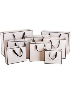 اشتري 10 Packed White With Black Border Shopping Paper Bags. Size :H34*L43*D13cm (Horizontal) في الامارات