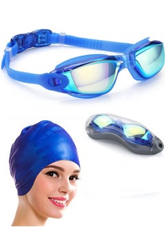 اشتري Rock Pow Swim Cap Swim Goggles, Swim Cap for Long Hair Anti Fog UV Protection for Adult Kid with Nose Clip Ear Plugs Sets في الامارات