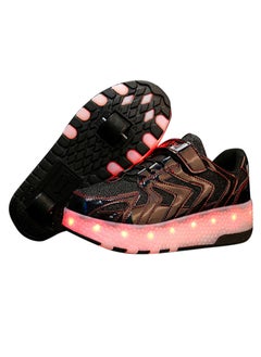 Buy Breathability Roller Shoes USB Charge Girls Boys Sneakers with Wheels LED Roller Skates Shoes in Saudi Arabia